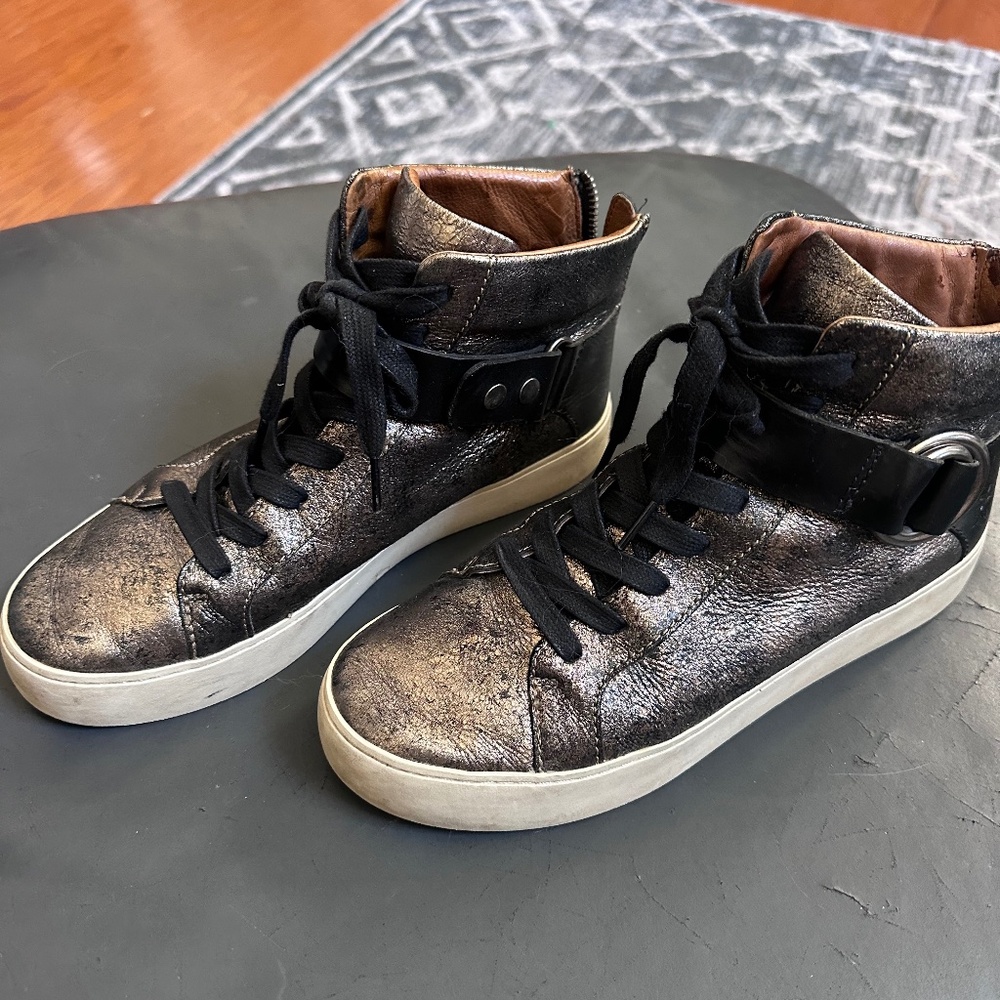 Frye Leather Metallic Sneakers Women 7.5